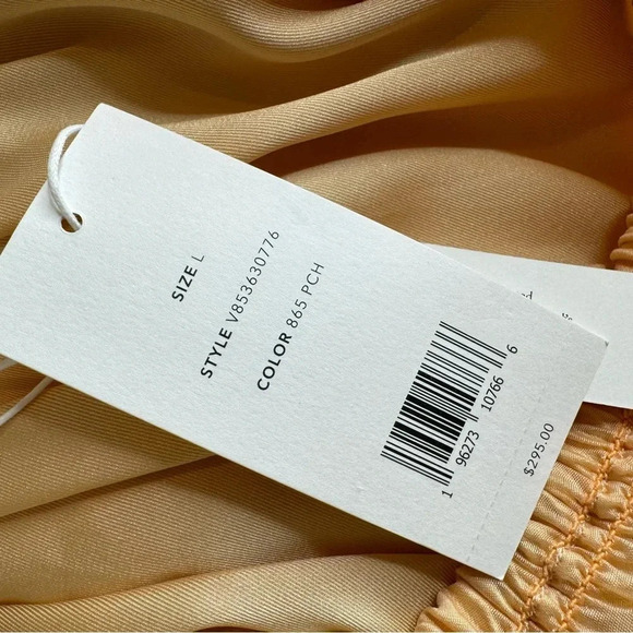 Vince Smocked Waist Gathered Maxi Skirt Peach Size L NWT - Picture 7 of 12